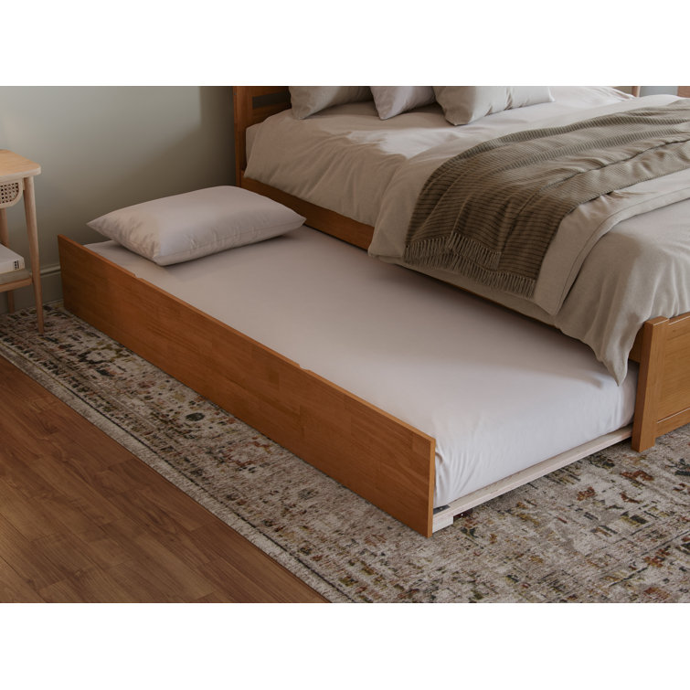 Light Toffee King Wood Platform Bed with Slats and Headboard