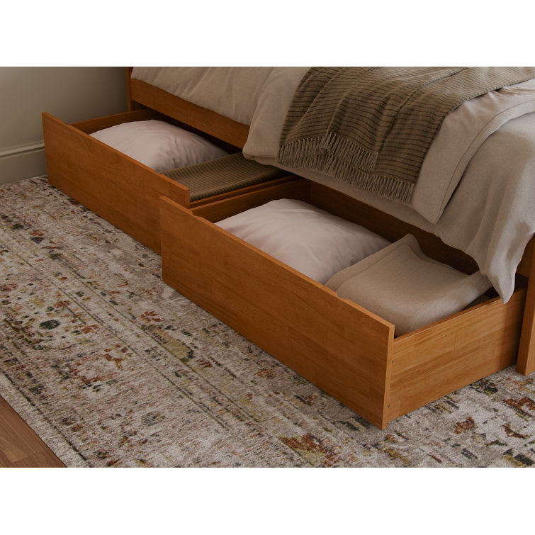 Portland Light Toffee King Wood Platform Bed with Storage Drawers