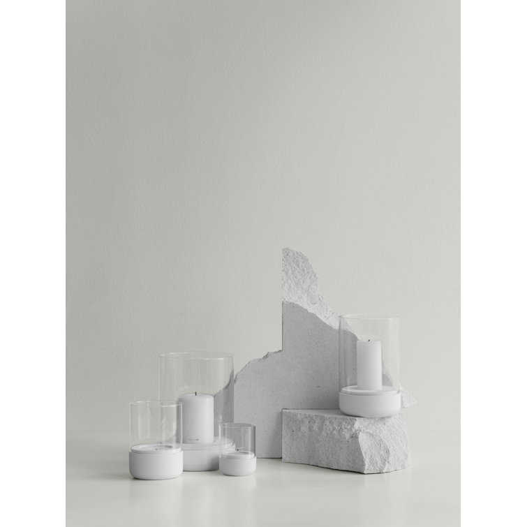 Calma Pure White Glass Hurricane Hanging Candle Holder 8.9" H
