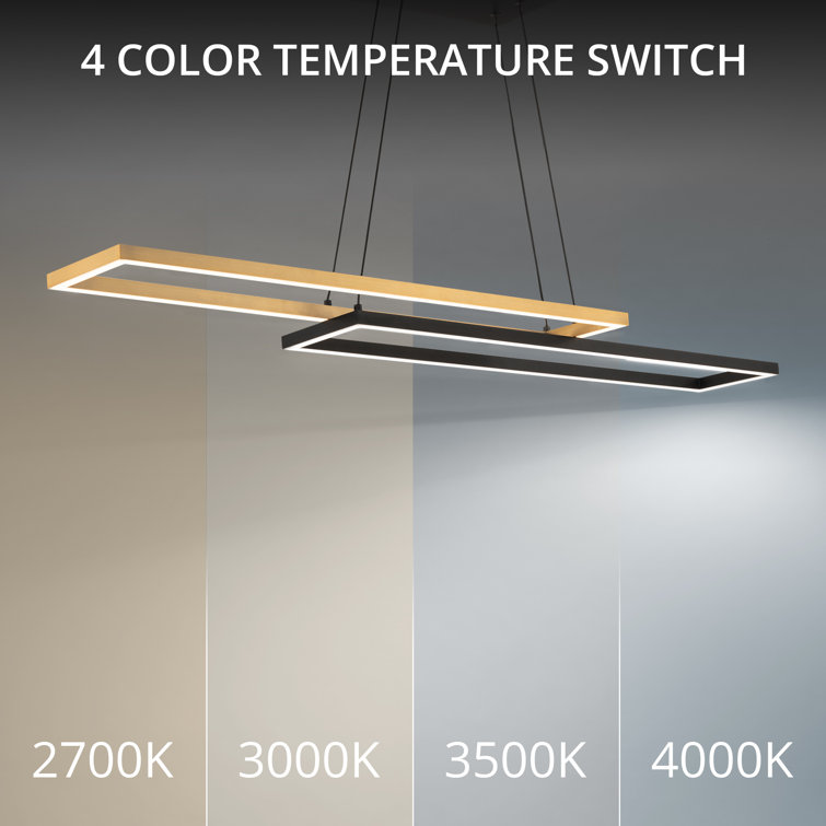 42'' Black and Aged Brass LED Linear Pendant Light