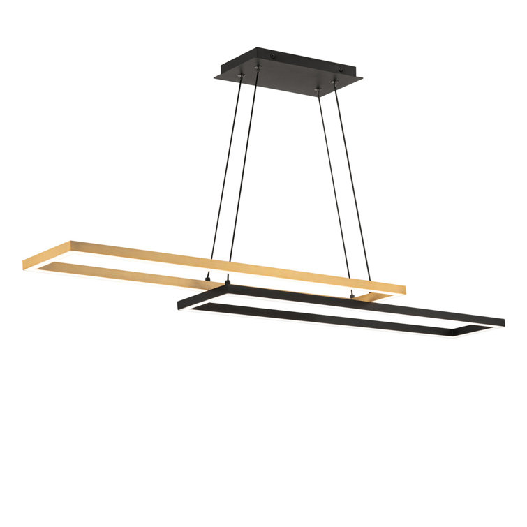 42'' Black and Aged Brass LED Linear Pendant Light
