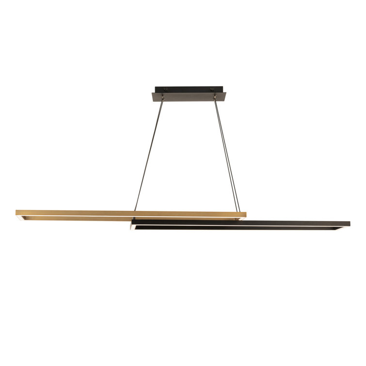 42'' Black and Aged Brass LED Linear Pendant Light