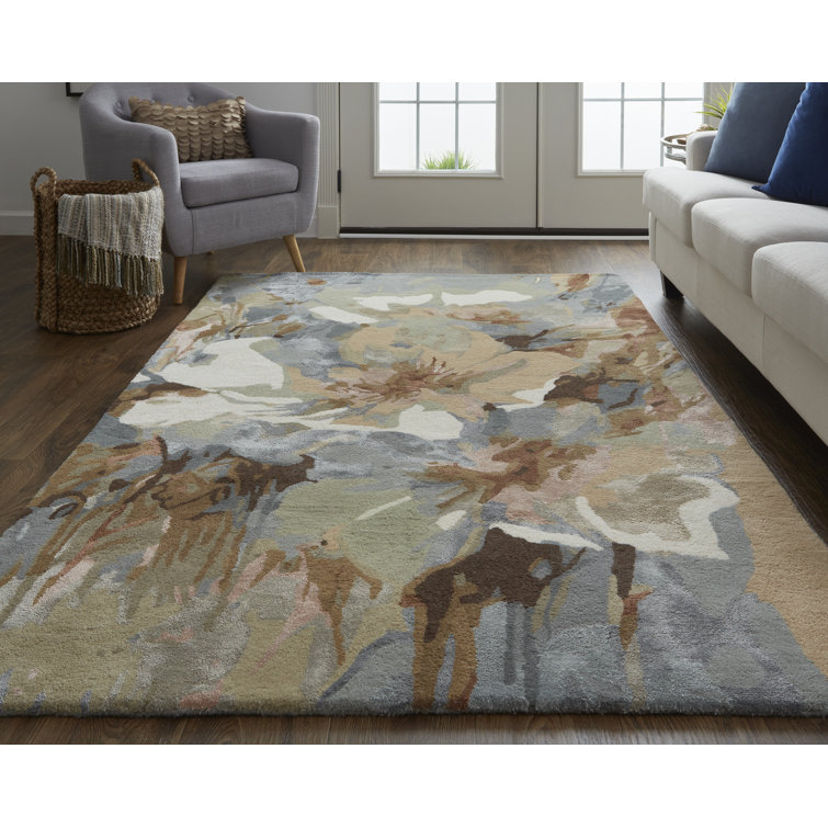 Dafney Multi-Color Floral Wool and Viscose Accent Rug