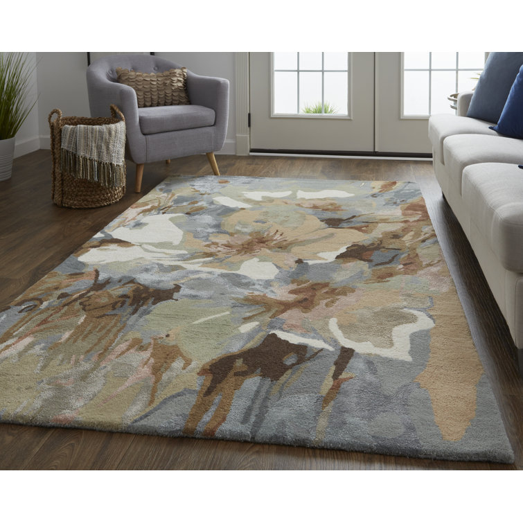 Dafney Multi-Color Floral Wool and Viscose Accent Rug