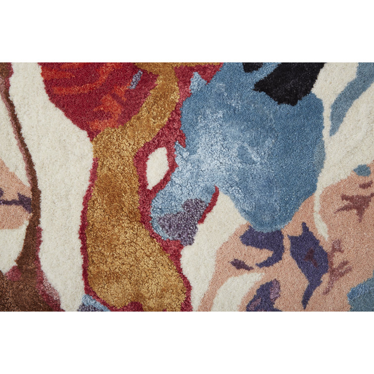 Handmade Red Floral Wool and Viscose Accent Rug 2' x 3'