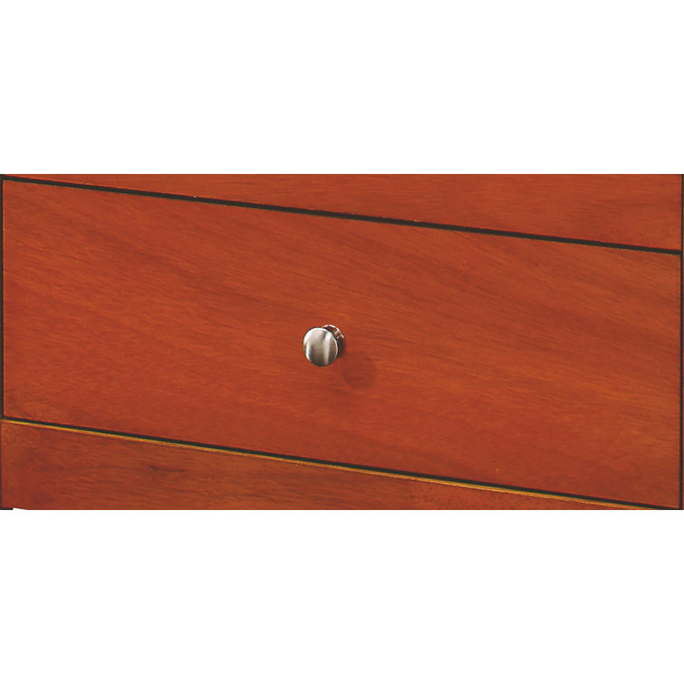 Oak Veneer 3-Drawer Rectangular Nightstand with Nickel Handles