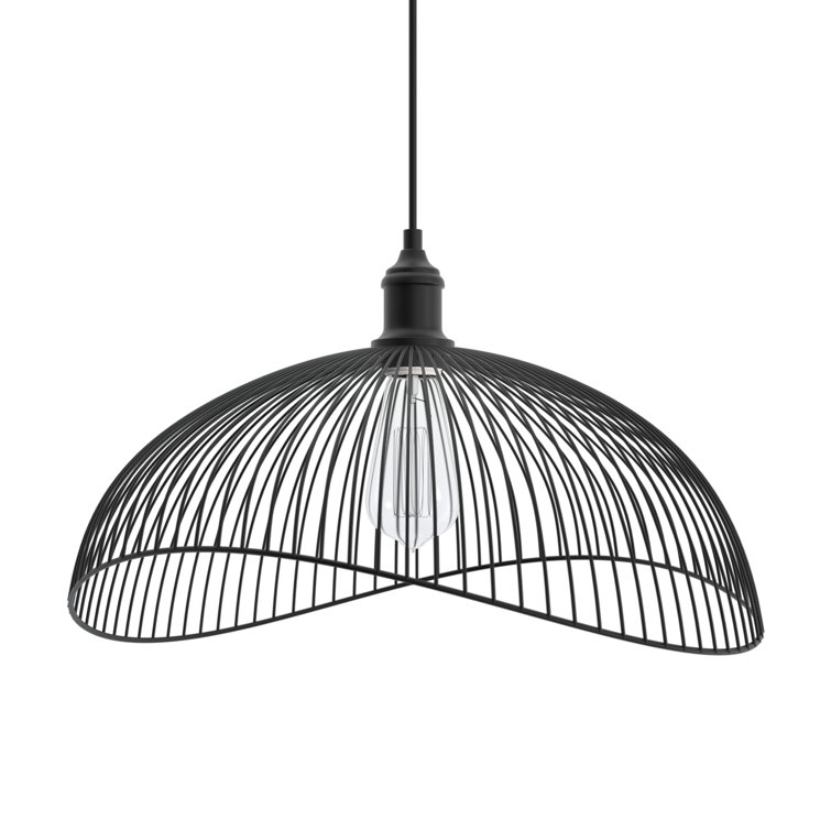 20" Matte Black Metal Geometric Pendant Light