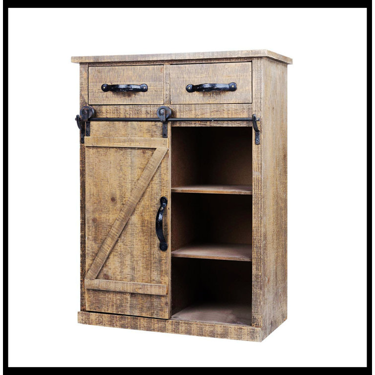 Rustic Farmhouse 24" Metal & Wood Console Cabinet with Storage