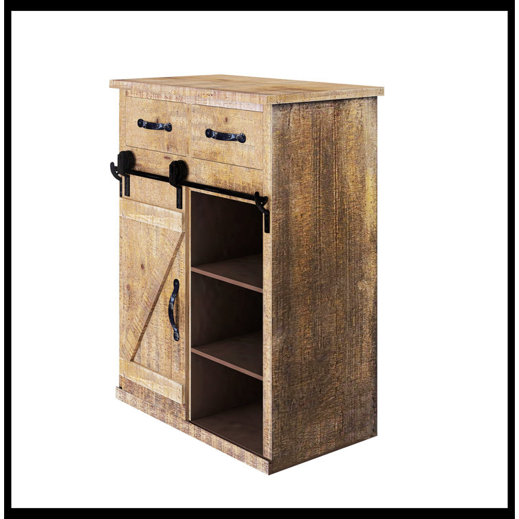 Rustic Farmhouse 24" Metal & Wood Console Cabinet with Storage