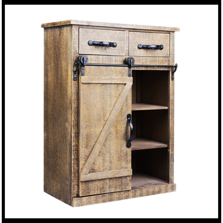 Rustic Farmhouse 24" Metal & Wood Console Cabinet with Storage
