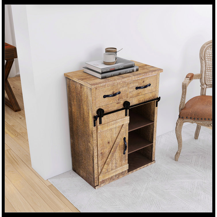 Rustic Farmhouse 24" Metal & Wood Console Cabinet with Storage