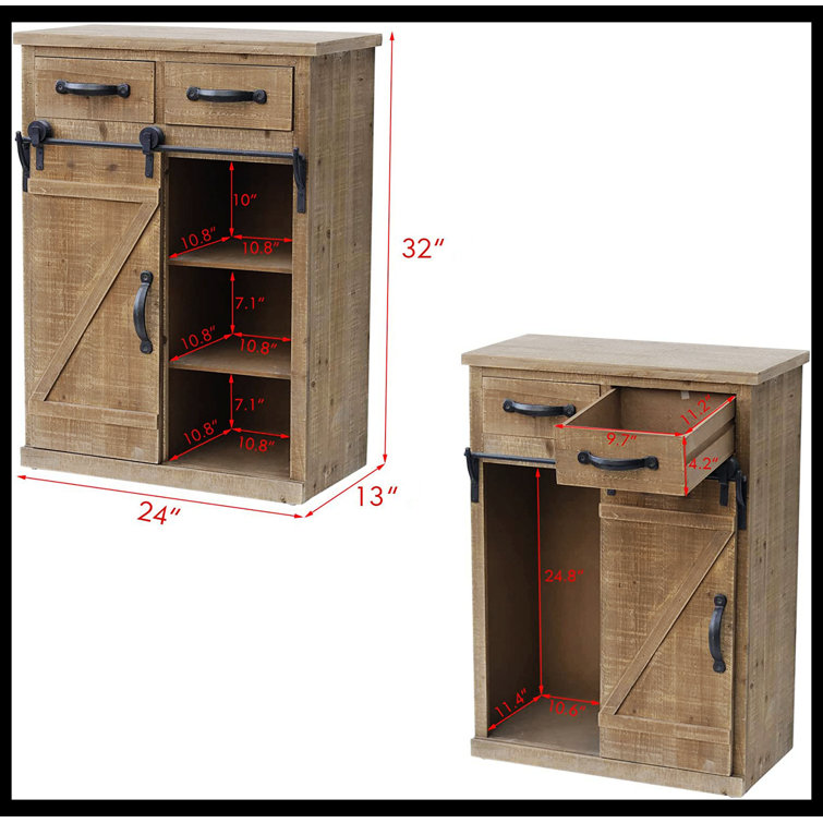 Rustic Farmhouse 24" Metal & Wood Console Cabinet with Storage