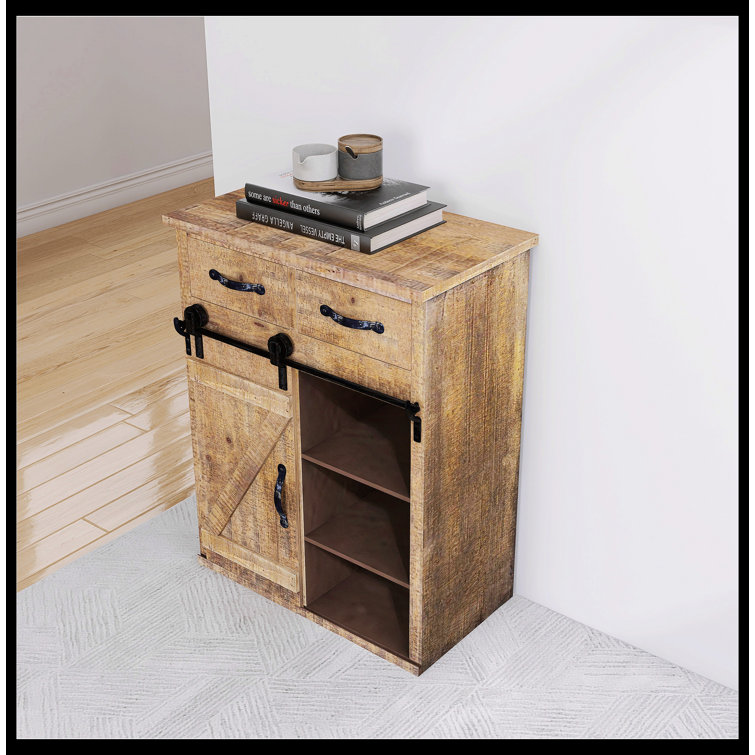 Rustic Farmhouse 24" Metal & Wood Console Cabinet with Storage
