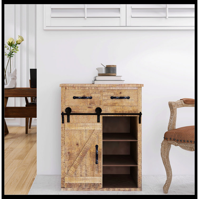 Rustic Farmhouse 24" Metal & Wood Console Cabinet with Storage