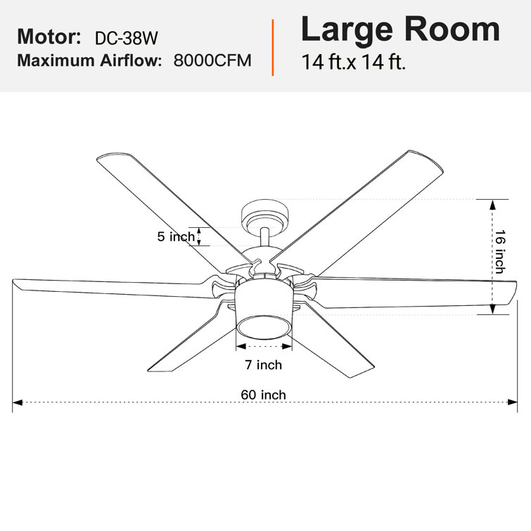 Modern 60'' Black and Gold Ceiling Fan with LED Light and Remote