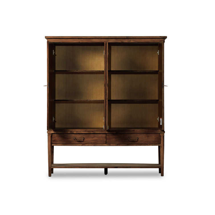 Brimley Dark Brown Solid Wood 4-Door Accent Cabinet
