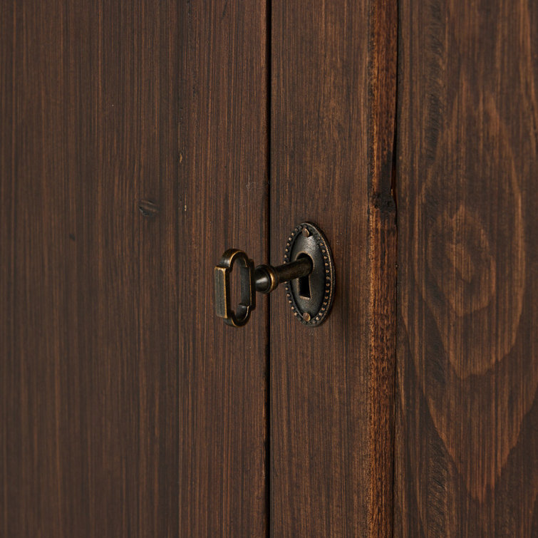Brimley Dark Brown Solid Wood 4-Door Accent Cabinet