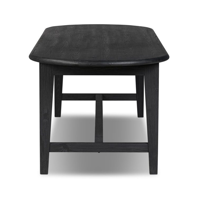 Black Solid Pine Oval Dining Table for Eight