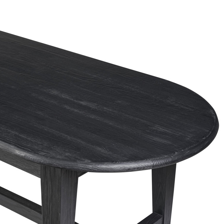 Black Solid Pine Oval Dining Table for Eight