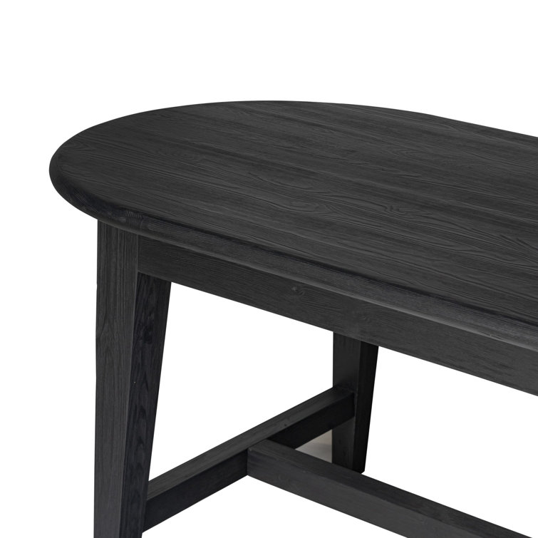 Black Solid Pine Oval Dining Table for Eight
