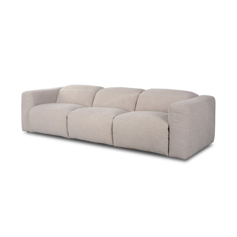 Laken Stone Gray Leather Three-Piece Reclining Sectional Sofa