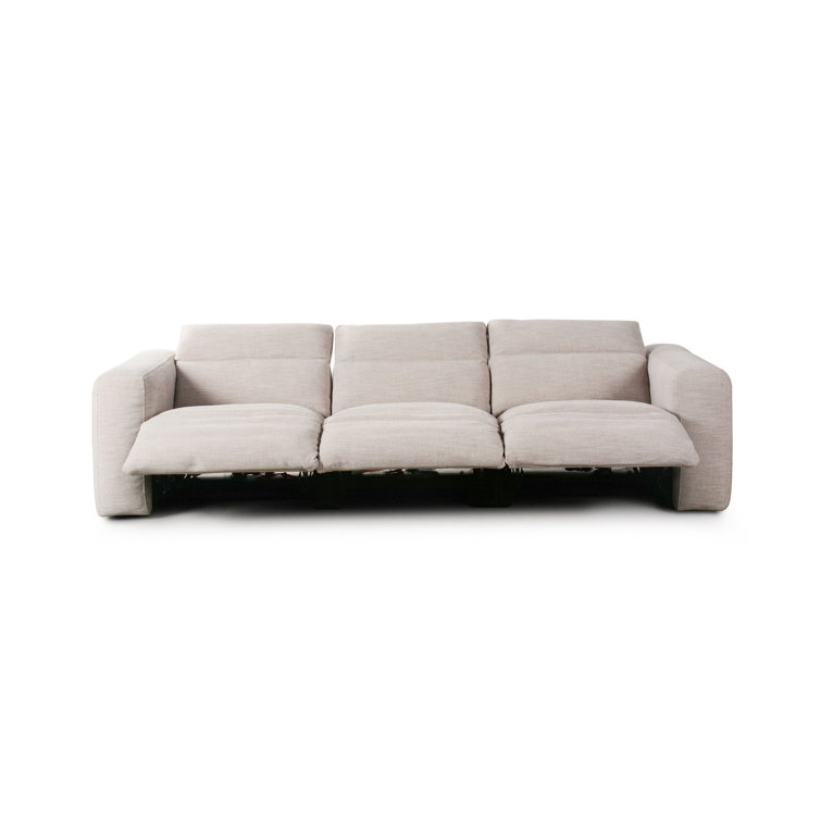 Laken Stone Gray Leather Three-Piece Reclining Sectional Sofa