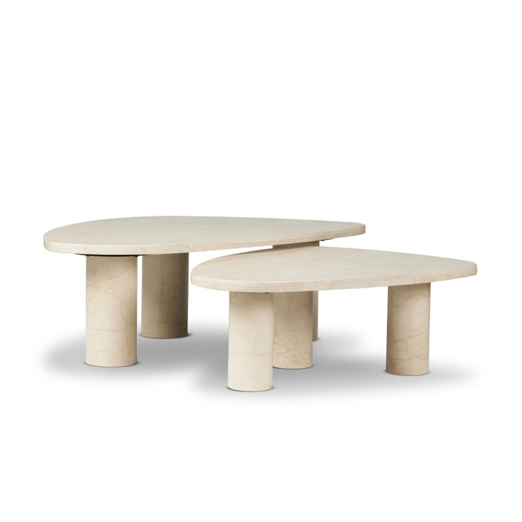Zion Cream Marble Nesting Coffee Table Set