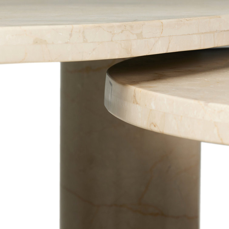 Zion Cream Marble Nesting Coffee Table Set