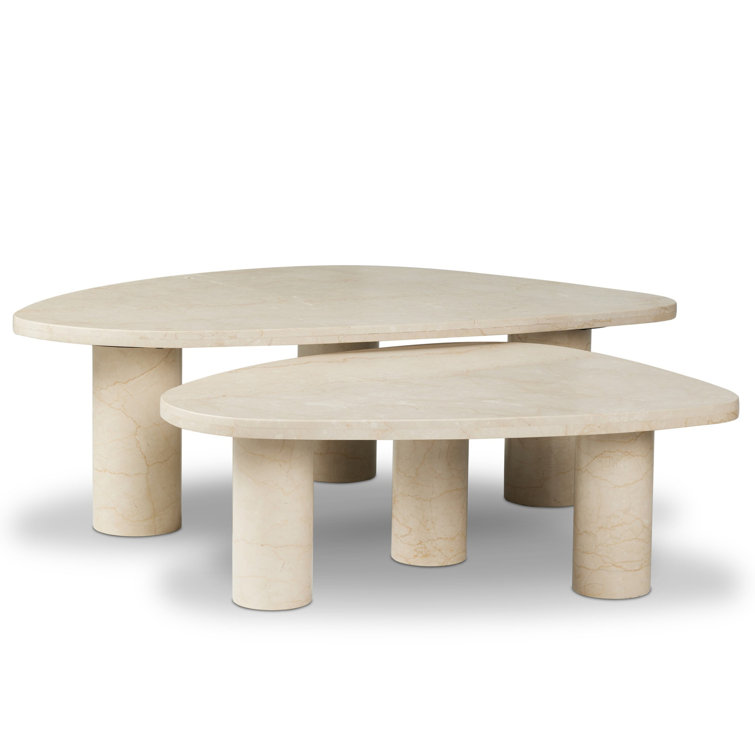 Zion Cream Marble Nesting Coffee Table Set