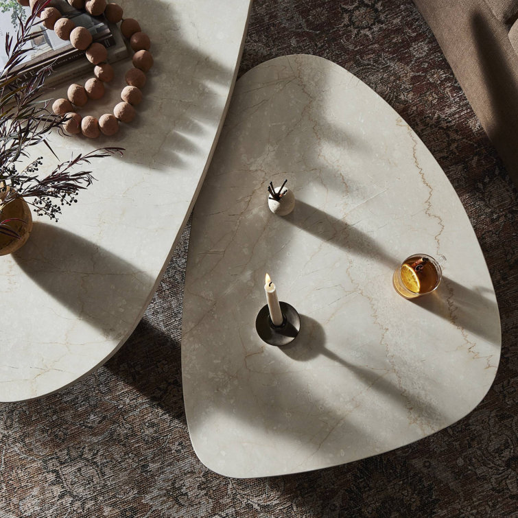 Zion Cream Marble Nesting Coffee Table Set