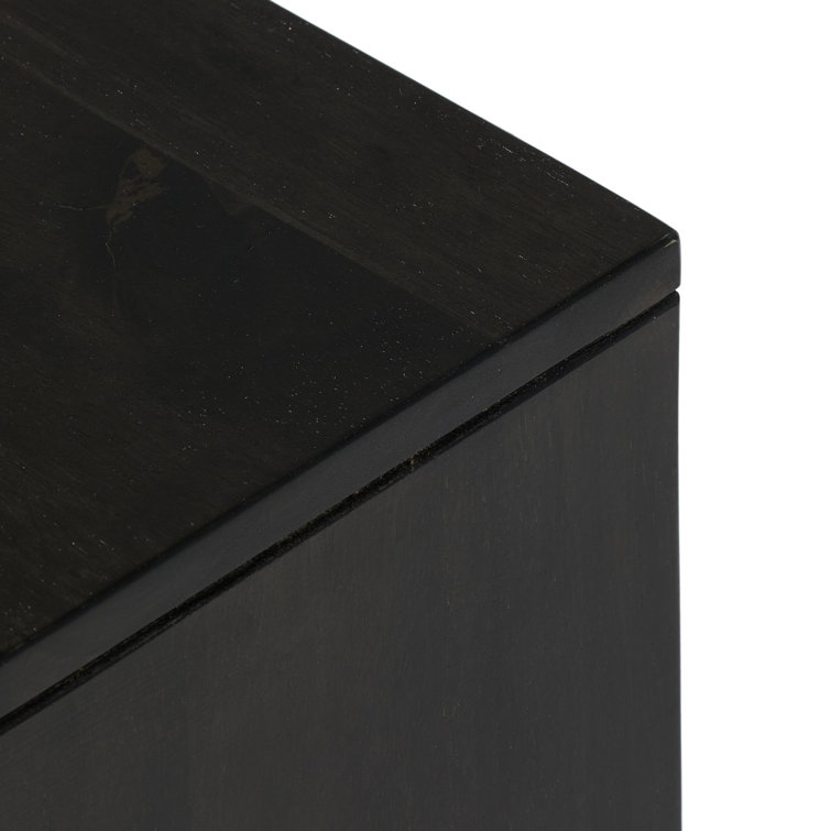 Matte Black Solid Wood Bar Cabinet with Adjustable Shelves