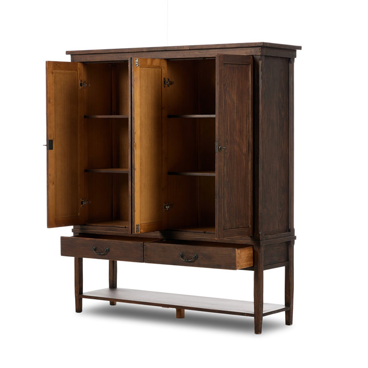 Brimley Dark Brown Solid Wood 4-Door Accent Cabinet