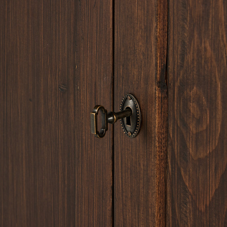 Brimley Dark Brown Solid Wood 4-Door Accent Cabinet