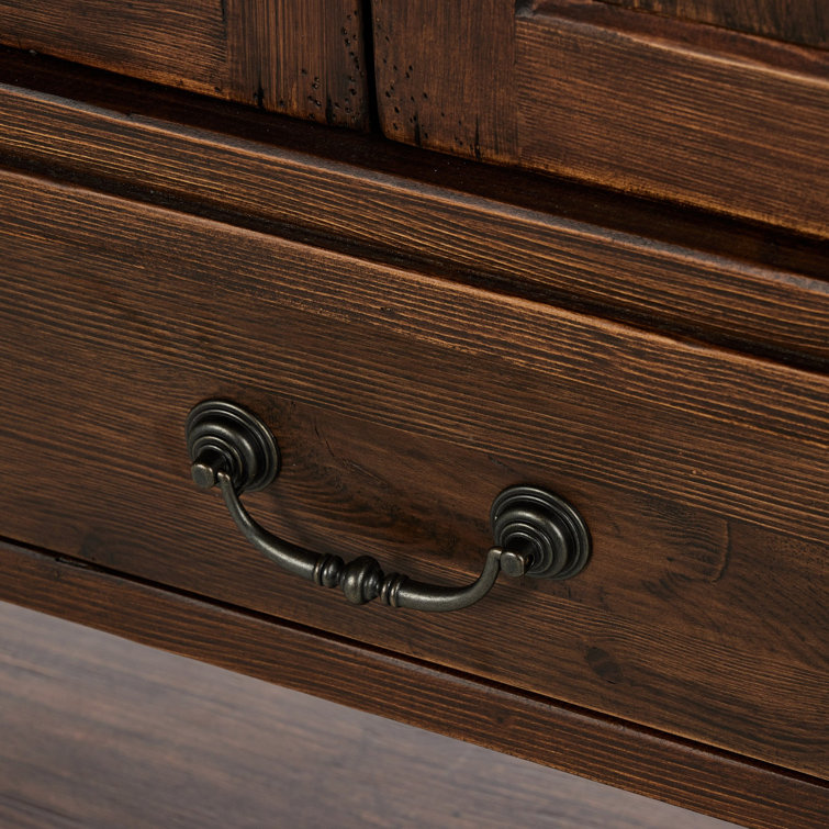 Brimley Dark Brown Solid Wood 4-Door Accent Cabinet