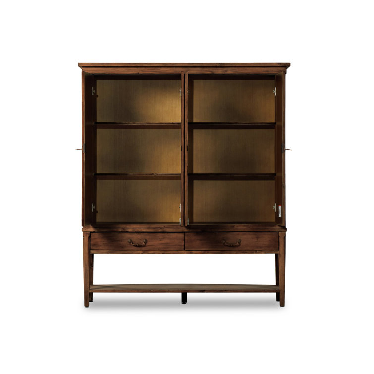 Brimley Dark Brown Solid Wood 4-Door Accent Cabinet