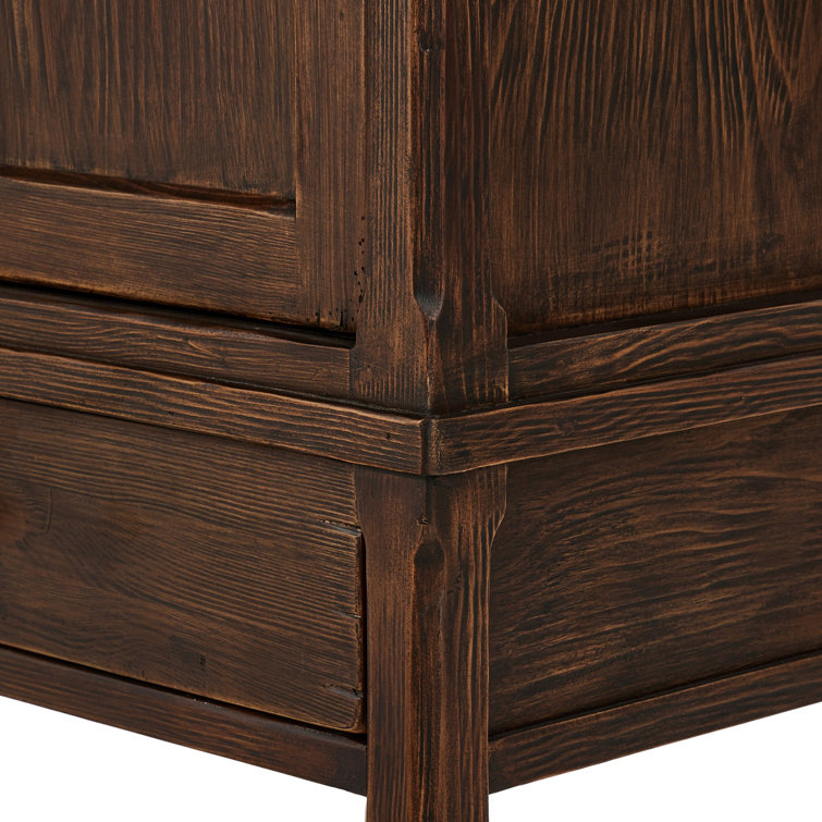 Brimley Dark Brown Solid Wood 4-Door Accent Cabinet