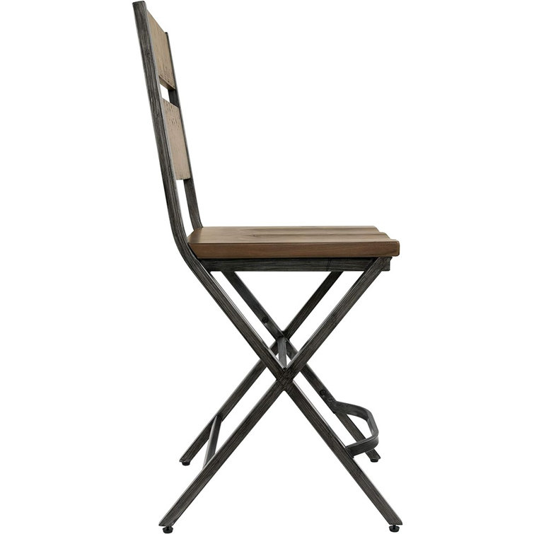 Transitional Two-Tone Brown Wood & Metal Counter Stool, Set of 2
