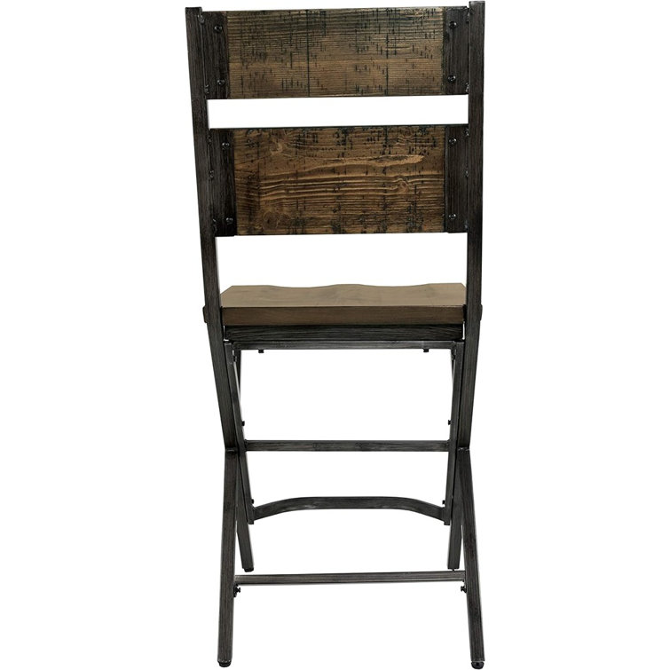 Transitional Two-Tone Brown Wood & Metal Counter Stool, Set of 2