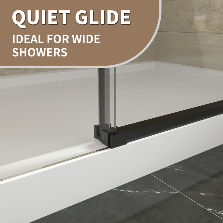 60 in. Matte Black Frameless Sliding Glass Shower Door