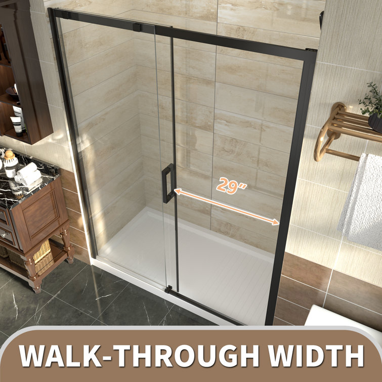 60 in. Matte Black Frameless Sliding Glass Shower Door