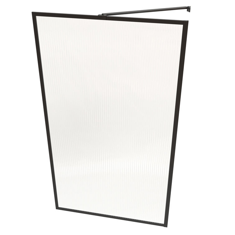 33"W x 58"H Matte Black Framed Fluted Glass Tub Door