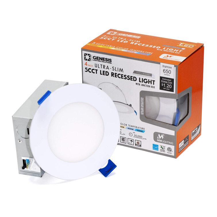 4'' White Ultra-Slim Dimmable LED Recessed Lighting Kit