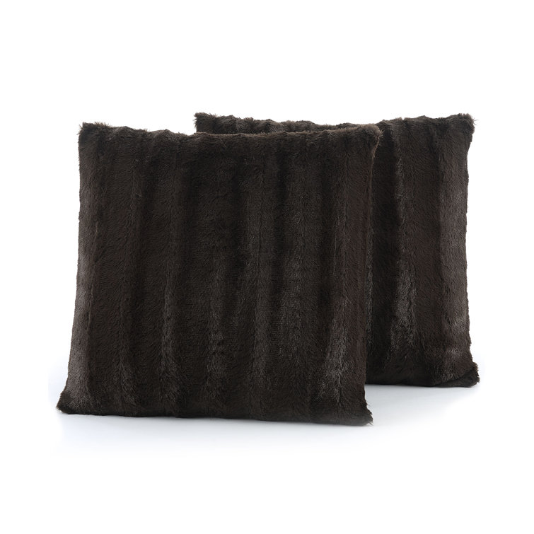 Chocolate Faux Fur 20" x 20" Throw Pillow Cover