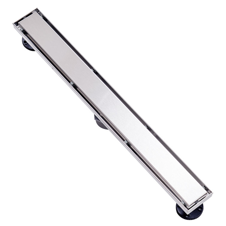 24 Inch Silver Stainless Steel Linear Shower Drain with Tile Insert Cover
