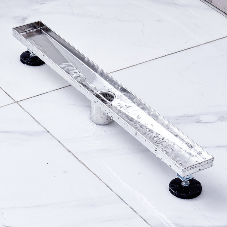 24 Inch Silver Stainless Steel Linear Shower Drain with Tile Insert Cover