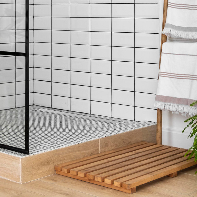 24 Inch Silver Stainless Steel Linear Shower Drain with Tile Insert Cover