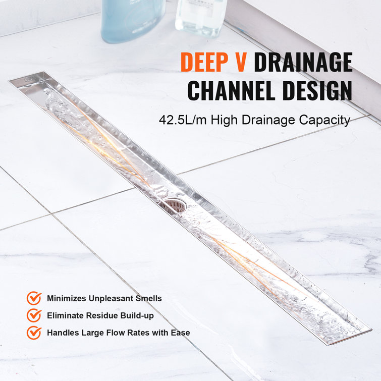 36'' Brushed Stainless Steel Linear Shower Drain with Tile Insert