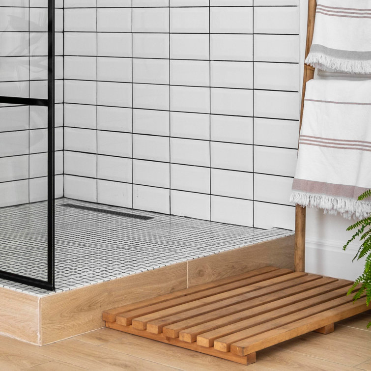 24'' Black Stainless Steel Linear Shower Drain with Square Pattern Grate