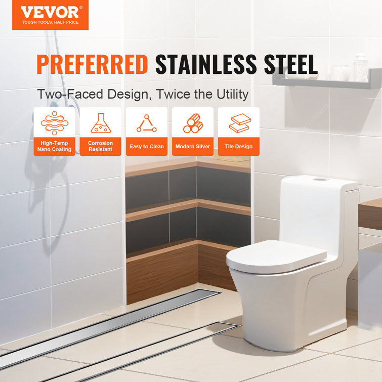36'' Brushed Stainless Steel Linear Shower Drain with Tile Insert