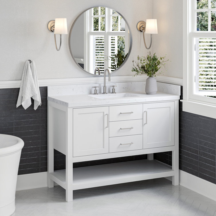 Bayhill White Freestanding Single Vanity with Marble Top